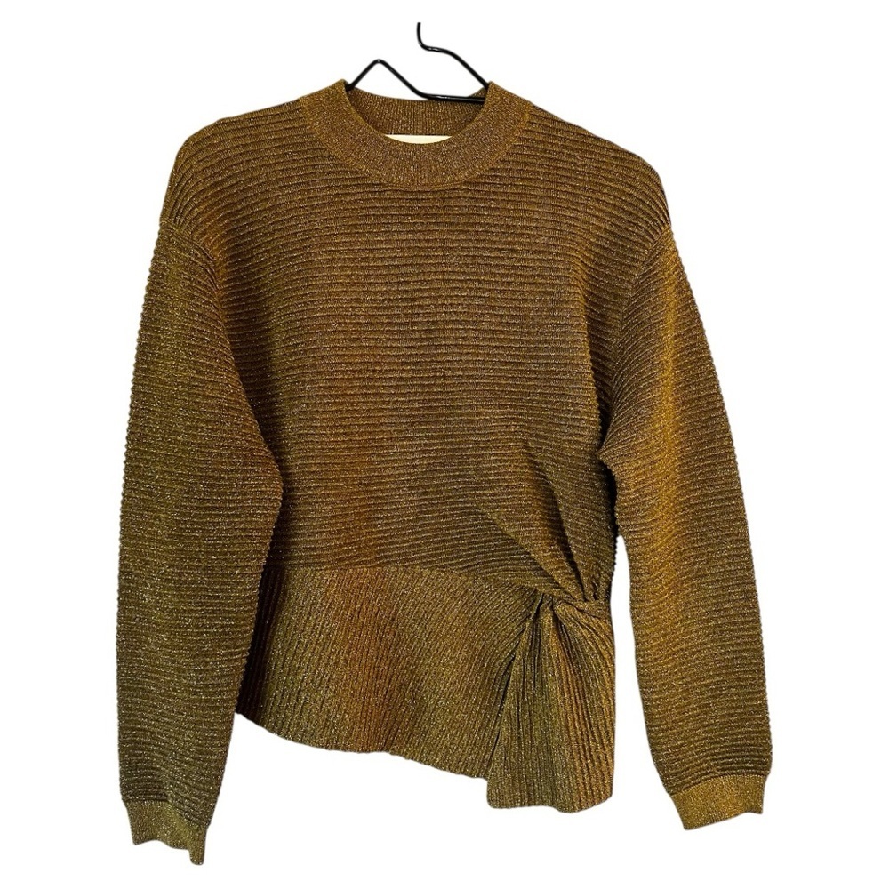 MICHELLE MASON simply fabulous! twist-front intermix rib-knit sweater top Small